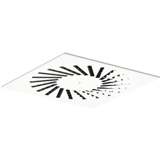 Drallauslass aus Stahl mit verstellbaren Leitblechen - 500x500 mm - RAL 9016