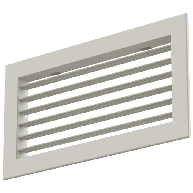 Einfach verstellbares Wandgitter aus Aluminium mit Dämpfer - mit Reibungsfedern - 300x100 mm - RAL 9010