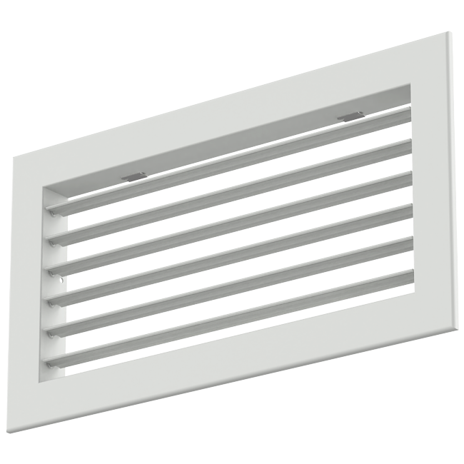 Einfach verstellbares Wandgitter aus Aluminium mit Dämpfer - mit Reibungsfedern - 400x100 mm - RAL 9016