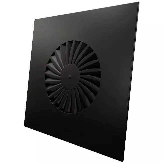 Dralldurchlass mit feststehenden Lamellen 400mm quadratisch - SWS 400 RAL 9005 30% Glanz