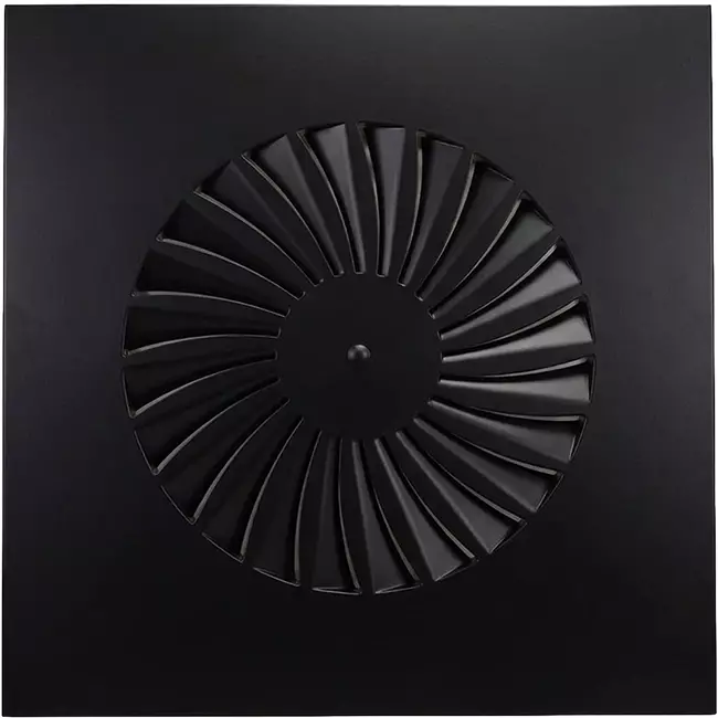 Dralldurchlass mit feststehenden Lamellen 400mm quadratisch - SWS 400 RAL 9005 30% Glanz