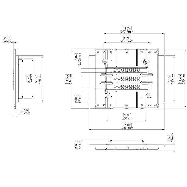 Ergovent-Zwischenstück für modulare, einsteckbare Rastergitter 200 mm – 3 Schlitze