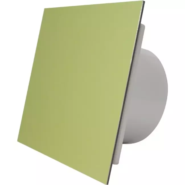 Air Roxy Badlüfter mit Anschlussdurchmesser 125 mm mit Timer und Startverzögerung - Front aus goldenem Aluminium