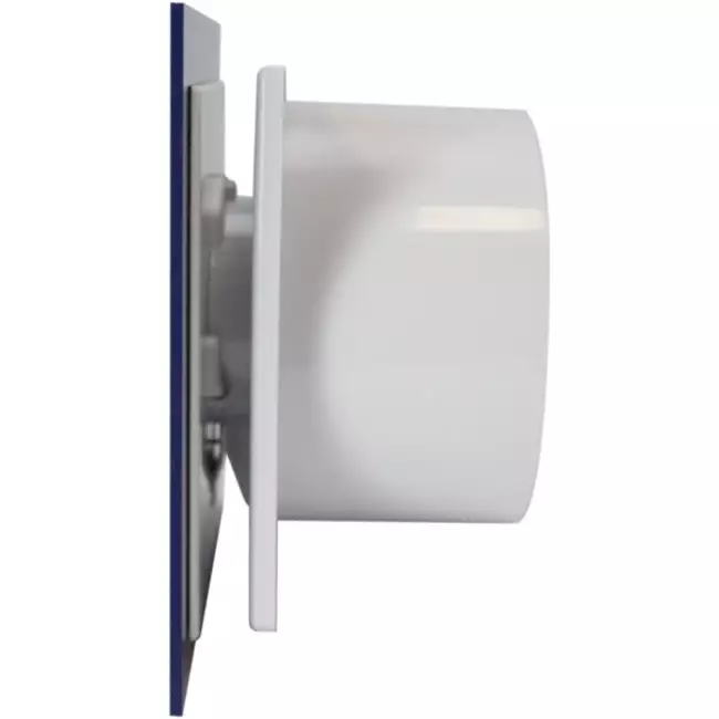 Air Roxy Badlüfter mit Anschlussdurchmesser 100 mm mit Timer und verzögertem Start - Front aus blauem Kunststoff