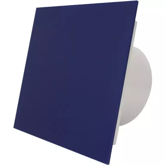 Air Roxy Badlüfter mit Anschlussdurchmesser 100 mm mit Timer und verzögertem Start - Front aus blauem Kunststoff