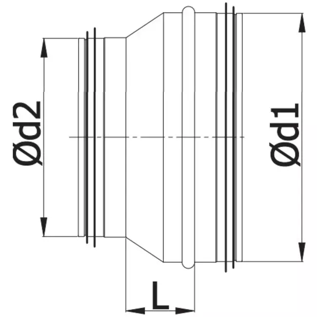 Reduzierstück Ø 200mm - Ø 180mm für Wickelfalzrohre