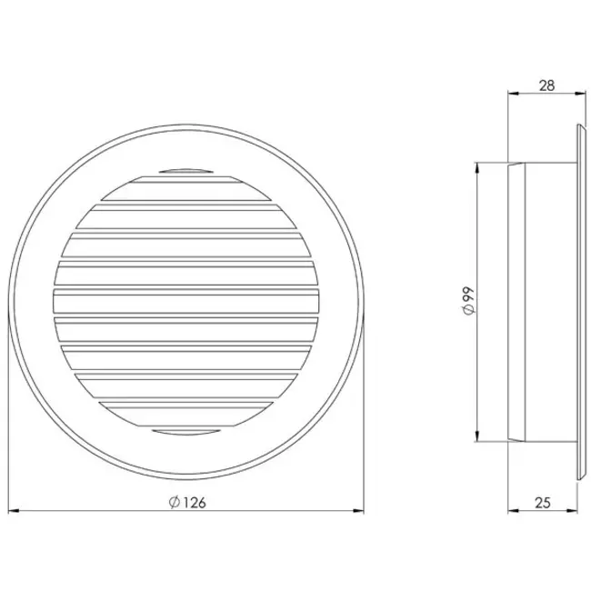 Lamellengitter Kunststoff Ø100 mm Schwarz - VR100M