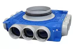 Vent-Axia Uniflexplus zusammengesetzter Verteiler mit seitlichem Anschluss 12 x Ø69mm mit  Tülle Ø160mm