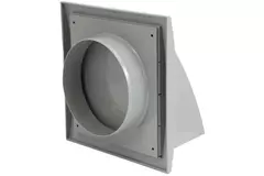 Fassadengitter Kunststoff mit Rückschlagventil 190x190 mm durchmesser 125 mm grau - ND12FVP