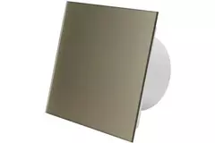 Badezimmerventilator Ø 100 mm mit Zeitschaltuhr und Einschaltverzögerung – Glasfront in Satin-Gold