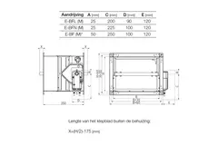 Rechteckiger Stellantrieb für Brandschutzklappen 24V - E-FD25 800x200 M24 S