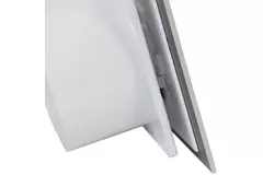 Badezimmerventilator Ø 100 mm mit Zeitschaltuhr und Einschaltverzögerung – Glasfront in Satin-Silber