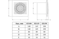 Badlüfter Ø 150 mm weiß mit Timer und Feuchtigkeitssensor - EE150HT
