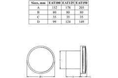 Badlüfter rund Ø 100 mm antraciet -  EAT100A