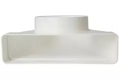 Bogen 90° Flachkanal nach Rohr Ø125mm Kunststoff Vertikal KLD25-125