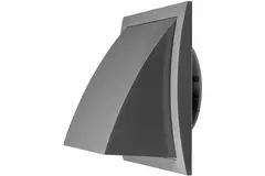 Fassadengitter Kunststoff mit Rückschlagventil 190x190 mm durchmesser 125 mm grau - ND12FVP
