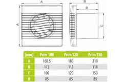 Badlüfter mit Feuchtigkeitssensor und Timer Ø 120 mm weiß - pRim120HS