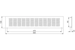 Aluminium-Sockelgitter – gebürstetes Kupfer, L = 500 mm × H = 100 mm – RA1050G