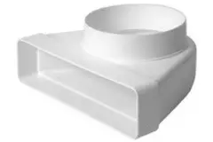 Bogen 90° Flachkanal nach Rohr Ø125mm Kunststoff Vertikal KLD25-125