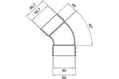 Wavin Ventiza Bogen 45 Grad PVC oval 195x80 mm vertikal M/M