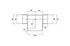 Wavin Ventiza T-Stück PVC oval 235x80 mm mit Durchmesser 160 mm M/M/M