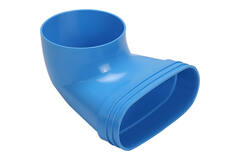 Wavin Ventiza Endstück 90 Grad PVC oval 195x80x100 mm mit Durchmesser 125 mm M/M