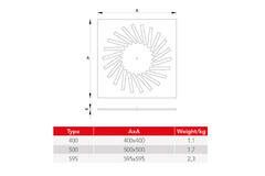 Drallauslass aus Stahl mit verstellbaren Leitblechen - 400x400 mm - RAL 9010