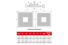 Perforierter Deckenauslass für Zu- und Abluft 595x595 mm - 160 mm - RAL 9010