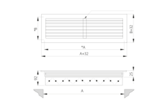 Einfach verstellbares Wandgitter aus Aluminium mit Dämpfer - mit Reibungsfedern - 300x100 mm - RAL 9010