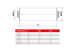 Spiro-SAFE Premium-Schalldämpfer Durchmesser 315 mm - Länge 1200 mm mit Kern (100 mm Isolierung) ohne Steckverbindungen
