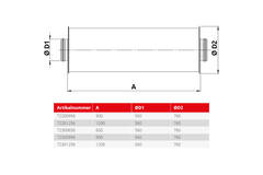 Spiro-SAFE Premium-Schalldämpfer Durchmesser 560 mm - Länge 1200 mm mit Kern (100 mm Isolierung) ohne Steckverbindungen