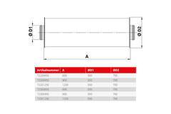 Spiro-SAFE-Schalldämpfer Durchmesser 500 mm - Länge 1200 mm (100 mm Isolierung)