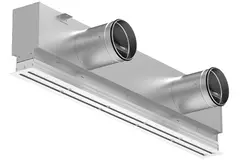 Aluminium-Lüftungsgitter mit 1 verstellbarem Lamellenblatt – 1250 mm – RAL 9016 + akustisch isolierter Luftverteilerkasten mit Luftmengenregelklappe