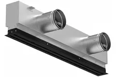 Aluminium-Lüftungsgitter mit 1 verstellbarem Lamellenblatt – 1250 mm – RAL 9005 + akustisch isolierter Luftverteilerkasten mit Luftmengenregelklappe