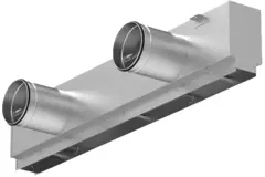 Aluminium-Lüftungsgitter mit 1 verstellbarem Lamellenblatt – 1250 mm – RAL 9005 + akustisch isolierter Luftverteilerkasten mit Luftmengenregelklappe