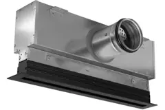 Aluminium-Rastergitter mit 1 verstellbarem Lamellenblatt – 500 mm – RAL 9005 + akustisch isolierter Luftverteilerkasten mit Luftmengenregelklappe