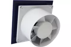 Air Roxy Badlüfter mit Anschlussdurchmesser 100 mm mit Timer und verzögertem Start - Front aus blauem Kunststoff