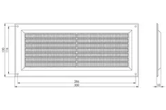 Lüftungsgitter rechteckig mit Grill 130x300 mm braun - VR1330B