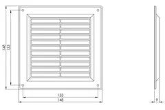 Lüftungsgitter rechteckig mit Grill 150x150 mm braun - VR1550B