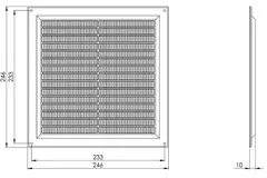 Lüftungsgitter rechteckig mit Grill 250x250 mm braun - VR2525B